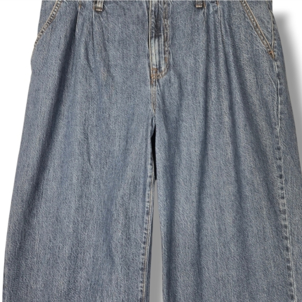 Madewell Baggy Straight Jean size 33 Pleats Wide Leg High Rise Trouser Pockets - Picture 4 of 16
